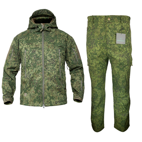 Mege-uniforme militar táctico de camuflaje ruso, ropa de trabajo para exterior e invierno, chaqueta cálida de lana y pantalones a prueba de viento ► Foto 1/6