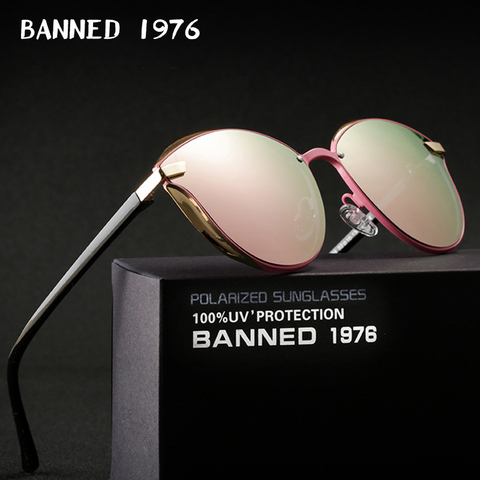 BANNED-gafas de sol redondas para mujer, anteojos de sol femeninos de lujo, a la moda, de marca Retro Vintage de diseñador, de gran tamaño, 1976 ► Foto 1/6