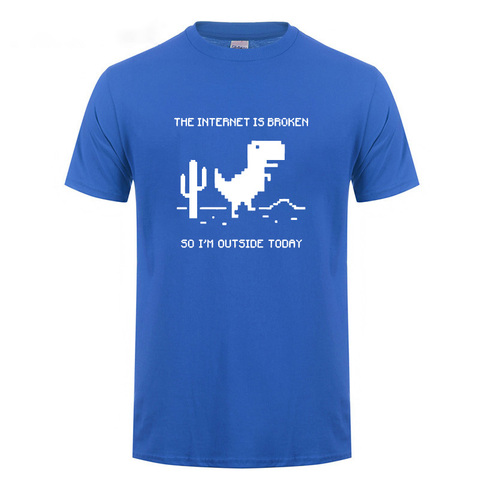 Camiseta con diseño de dinosaurio en ordenador para hombre, camiseta divertida con diseño de Internet rota en la página Web, regalo de cumpleaños para hombre, novio, marido, programador, Camisetas Geek ► Foto 1/6