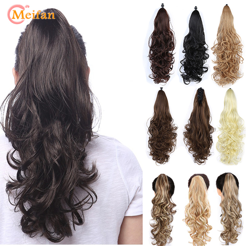 MEIFAN-Peluca de cabello sintético largo ondulado con Clip para mujer, postizo de estilo de cola de caballo, peluca de cabello sintético para fiesta de Cosplay ► Foto 1/6