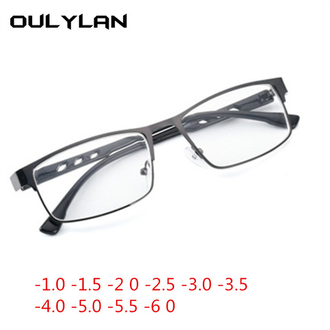 Oulylan-gafas graduadas para miopía Unisex, marco de Metal cuadrado Vintage, diseño a la moda, estudiantes, gafas de vista corta ► Foto 1/6
