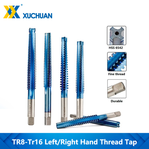 1 pieza HSS Trapezoidal Tap TR8/10/12/14/16 tornillo Taladro de rosca Nano Blue Coated izquierda/derecha máquina Plug Tap ► Foto 1/6