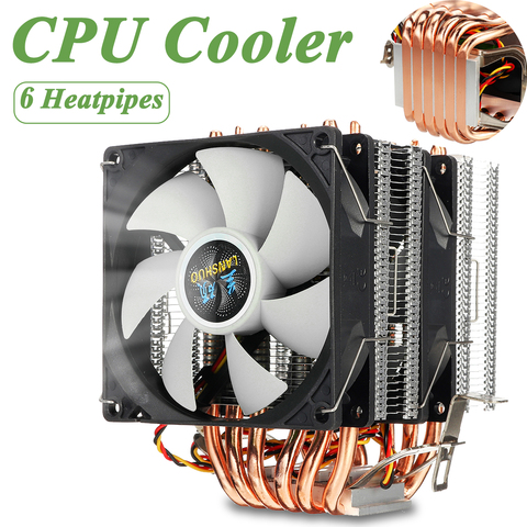 6 tubos de calor, Enfriador de CPU de doble lado, ventilador enfriador silencioso, disipador de calor, radiador para LGA 1150/1151/1155/1156/1366/775 para AMD ► Foto 1/6