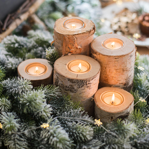 Candelabro de madera creativo para plantas suculentas, soporte de bandeja para Vela, mesa de decoración de escritorio, decoración rústica para bodas y vacaciones ► Foto 1/6