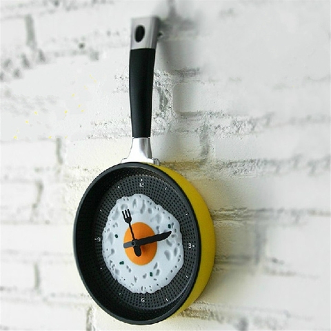 Reloj de cocina con forma de olla y tortilla, diseño creativo, decoración moderna para el hogar, mesa colgante ► Foto 1/6