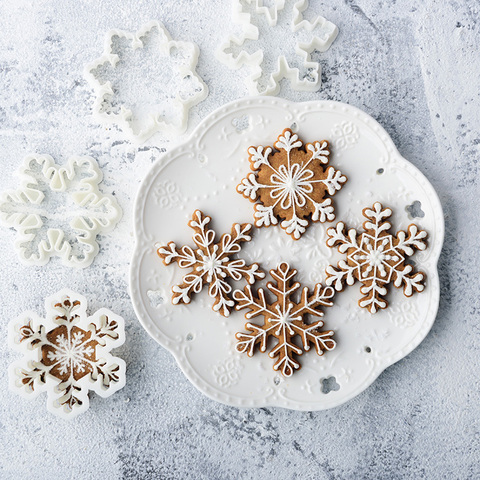 Moldes de galletas 3D Fondant Navidad copo de nieve cortador de galletas de acero inoxidable accesorios de pastelería DIY herramientas de galleta de jengibre ► Foto 1/6