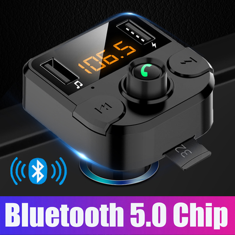 JINSERTA-cargador de coche con Bluetooth 5,0, modulador MP3 de Kit de coche transmisor Fm, USB doble, con pantalla LED de celosía, modo EQ ► Foto 1/6