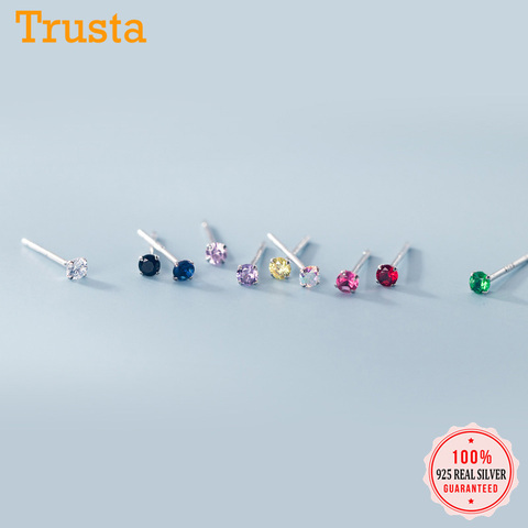 Trustdavies-pendientes de plata de ley 925 auténtica para mujer, Mini pendientes deslumbrantes de circonia cúbica para boda, regalo de joyería S925 DA1158 ► Foto 1/6