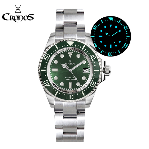 Cronos-reloj de buceo automático, de acero inoxidable, 1000 metros, resistente al agua, profesional ► Foto 1/6