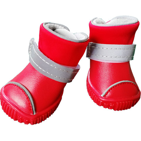 Zapatos de cuero para perros, botas de nieve cálidas, impermeables, antideslizantes, de algodón, para perros medianos y grandes, accesorios para mascotas ► Foto 1/6