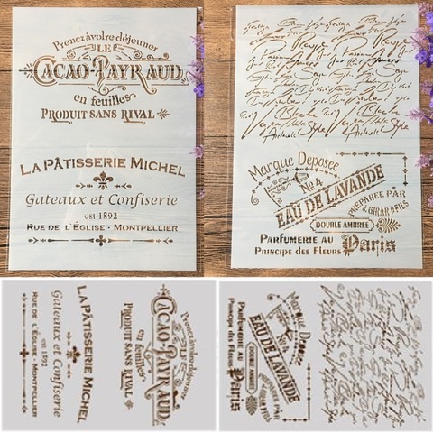 Plantillas A4 para manualidades, piezas de papel con estampado de palabras francesas, ideal para álbum, recortes con relieve y pintura, 2 unidades por lote ► Foto 1/3