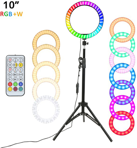 Lámpara de anillo regulable con soporte de Control para fotografía, Anillo de luz LED RGB de 10 pulgadas para Selfie, para TikTok, Youtube, Vlog en vivo ► Foto 1/6