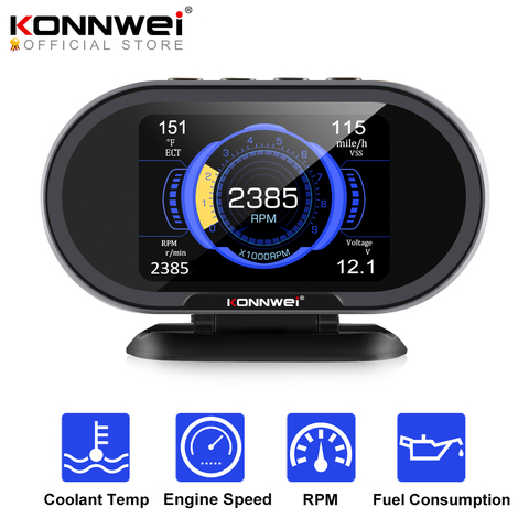 KONNWEI-ordenador de coche KW206 OBD2, pantalla Digital, escáner OBD 2, medidor de temperatura de agua y consumo de combustible ► Foto 1/6