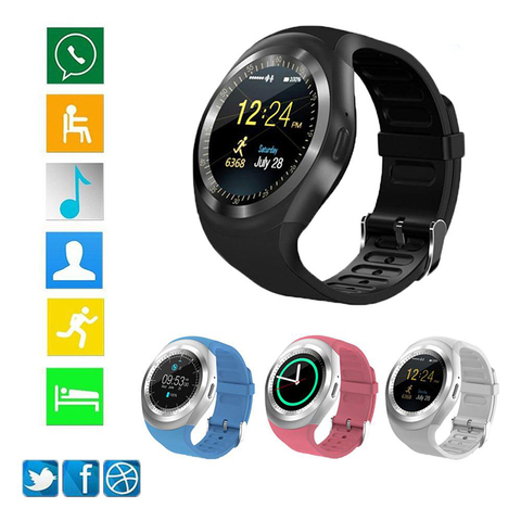 Reloj inteligente con Bluetooth Y1, reloj inteligente con Android, llamadas telefónicas, GSM, Sim, cámara remota, antipérdida, podómetro deportivo ► Foto 1/6