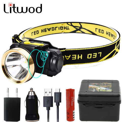 Litwod-linterna frontal Z209010 LED con Sensor de movimiento, recargable, linterna para cabeza, luz de caza ► Foto 1/6