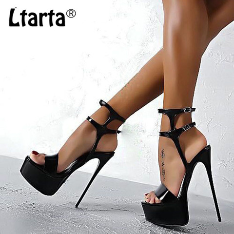 Las zapatos de mujer de moda 2022 sandalias de verano para mujer tacón alto 16cm Sexy sandalia feminina de stripper zapatos mujeres Sandalias sandalias sandalias plataforma mujer zapatos 35-46 CWF ► Foto 1/6