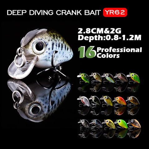 Mini señuelo de pesca Crankbait de 2,8 cm, 1,5g, señuelos de pesca flotante de pescado falso realista, aparejos Wobbler, 15 colores ► Foto 1/6