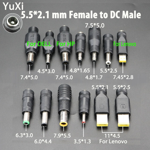 Adaptador de enchufe para ordenador portátil, adaptador de corriente DC 5.5X 2,1, hembra a macho, 7,9x5,5, 7,5x5,0, 6,0x4,4, 6,3x3,0, 4,5x3,0, 4,8x1,7, 5,5x2,5 ► Foto 1/6