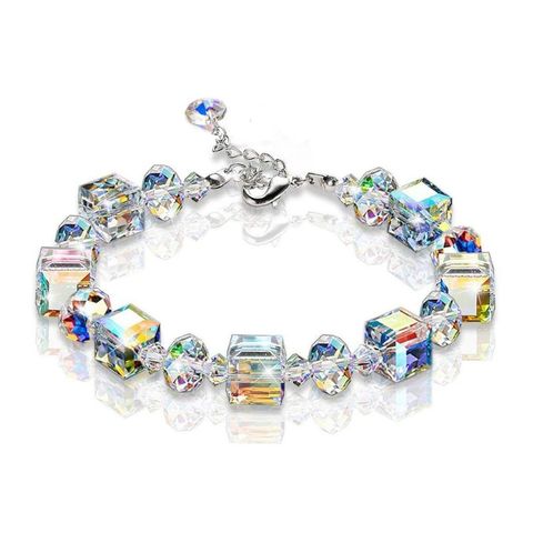 Exquisita pulsera de cristal con cuentas poligonales geométricas cuadradas Aurora, pulsera de tenis, accesorios femeninos ► Foto 1/6