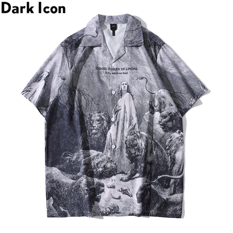 Dark Icon-camisa hawaiana Vintage para hombre, camisa masculina de estilo veraniego, ideal para vacaciones en la playa ► Foto 1/6