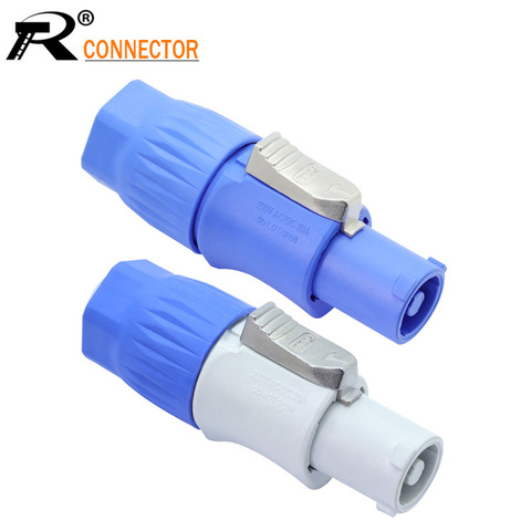 Adaptador de Panel de enchufe de chasis de 3 pines, Conector de altavoz PowerCON tipo A NAC3FCA + NAC3MPA-1, color azul y blanco ► Foto 1/6