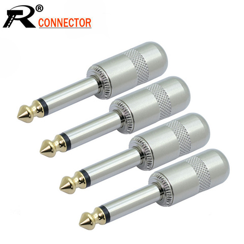 10 unids/lote 1/4 pulgadas enchufe Jack 6,35mm Mono macho conector chapado en oro guitarra efectos Pedal micrófono conector ► Foto 1/6