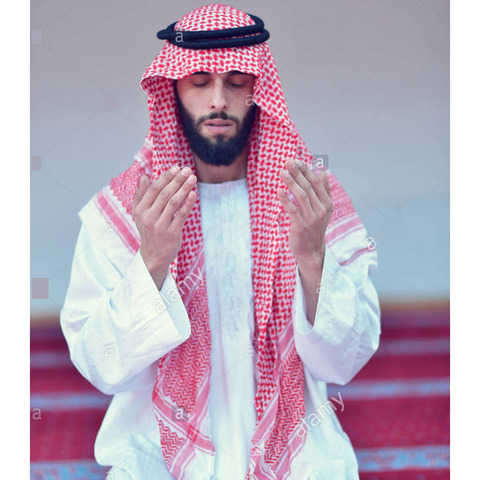 Ropa islámica hombre Arabia Saudí Dubai trajes tradicionales musulmanes accesorios turbante Praying Hat tartán cabeza bufanda 135*135cm ► Foto 1/6