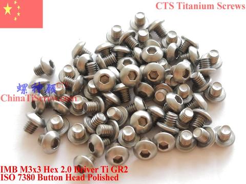 Tornillo de titanio M3X8 ISO 7380 button Head hex 2.0 conductor TI GR2 pulido 50 unids ► Foto 1/6