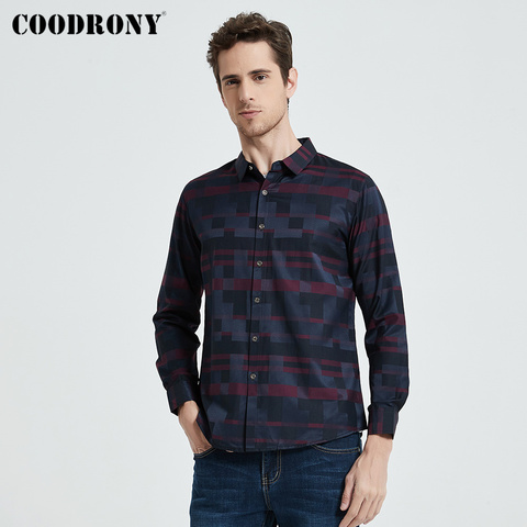 Camisas informales de negocios para hombre COODRONY camisas informales de negocios para hombre 2022 nueva llegada para hombres ropa de marca famosa Plaid manga larga Camisa Masculina 712 ► Foto 1/6