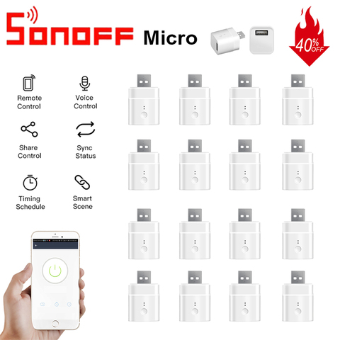 SONOFF-adaptador inteligente con Control remoto para el hogar, dispositivo inteligente USB de 5V, inalámbrico, con aplicación eWeLink, Alexa y Google Home, 10/1 uds. ► Foto 1/6