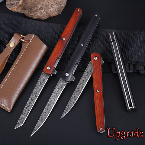 Cuchillo plegable M390 con estampado Damasco CS Go, herramienta EDC para acampar, caza, rebanar, cuchillo de fruta al aire libre con funda ► Foto 1/6