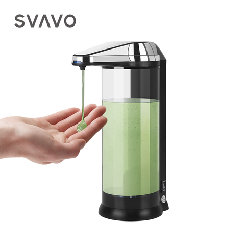 SVAVO-dispensador automático de jabón sin contacto, dosificador líquido ajustable para encimera, para pared, baño y cocina ► Foto 1/6