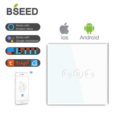 BSEED-interruptor inteligente Wifi para cortinas, interruptor inalámbrico en color blanco, negro y dorado, compatible con asistente de Google y Tuya ► Foto 1/6