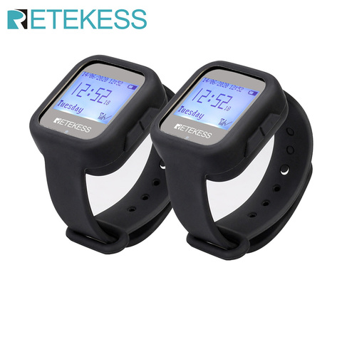 Retekess-receptor de reloj inalámbrico TD106, resistente al agua, llamada de camarero, restaurante, buscapersonas, equipo de 433MHz para cafetería, oficina y Bar, 2 uds. ► Foto 1/6