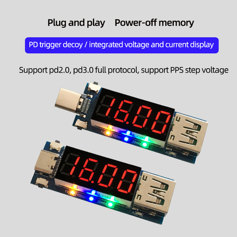 Módulo de carga rápida tipo C voltímetro Digital amperímetro medidor de corriente de voltaje PD2.0 3,0 disparador USB Tester cargador Doctor ► Foto 1/6