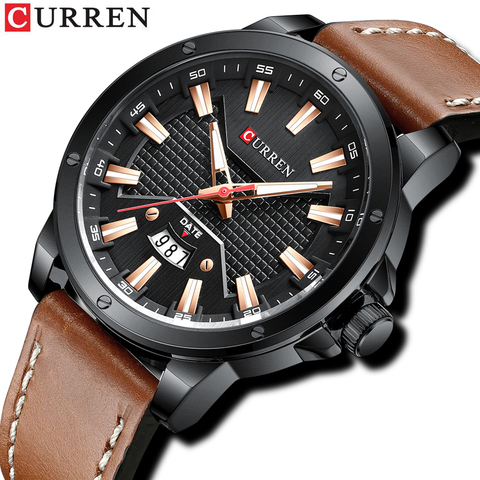 CURREN-Reloj de pulsera de cuarzo para hombre, cronógrafo con correa de cuero, informal, de negocios ► Foto 1/6