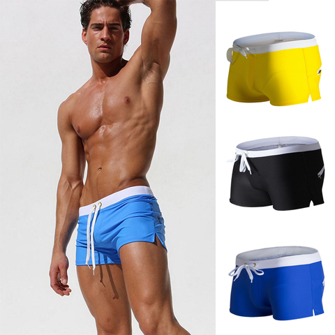 Pantalones cortos de natación con bolsa para hombre, bañadores de secado rápido, traje de baño sólido para playa, deportes cortos, Surf en el mar, transpirables, 2022 ► Foto 1/6