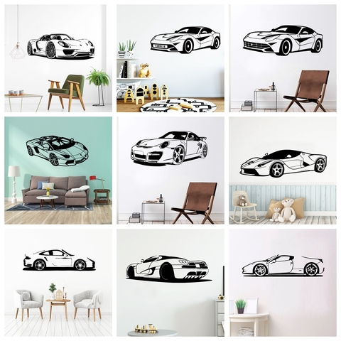 Pegatina de pared de coche clásico para niño, decoración de dormitorio para habitación de niño, vinilo Roadster, pegatinas de decoración de pared, póster Mural ► Foto 1/6