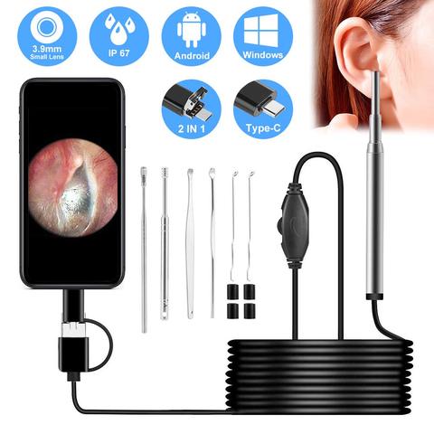 Otoscopio Digital 3 en 1 para teléfono Android, 3,9mm, endoscopio de limpieza con Usb, 720P, Mini cámara para el oído, tipo c, teléfono, PC y Windows ► Foto 1/6