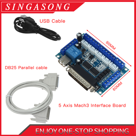 Placa de conexión CNC de 5 ejes con Cable USB, para controlador de Motor paso a paso, MACH3, Control de puerto paralelo ► Foto 1/6