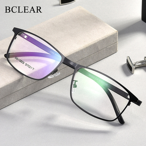 BCLEAR-gafas clásicas de moda para hombre marco óptico de aleación TR90, monturas para gafas con bisagras de resorte, gafas de cara grande ► Foto 1/6