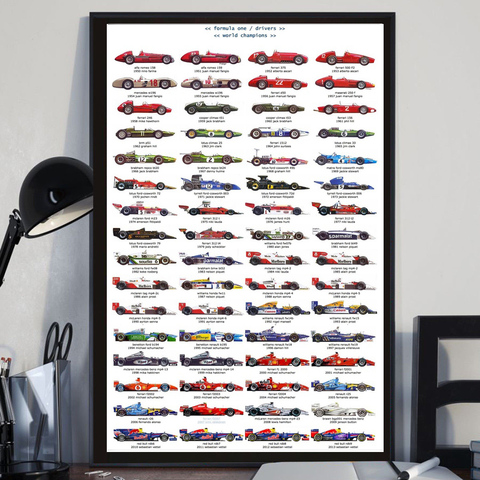 Los pilotos de Fórmula 1 F1 coche de carreras Ayrton Senna póster lienzo artístico pintura pared habitación decoración schilderij obrazy ► Foto 1/5