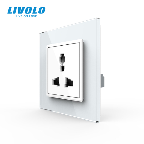 Livolo UE estándar Suiza enchufe, Panel de cristal blanco, AC 110 ~ 250 V toma de corriente de la pared, VL-C7C1CH-11 ► Foto 1/5