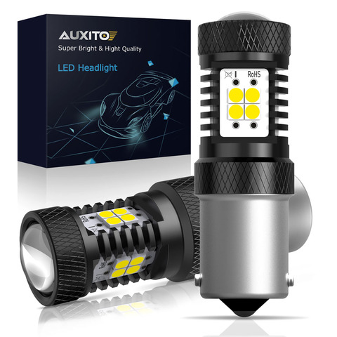 AUXITO 2 uds P21W LED CANBUS BA15s 7506 LED 1156 3030SMD DRL Luz de aparcamiento día bombilla de señal intermitente 12V blanco ► Foto 1/6