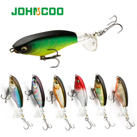 JOHNCOO-señuelo de pesca Popper, 70mm, 85mm, 5,8g, 10,5g, señuelos de lubina Whopper Plopper, cola rotatoria flotante, cebo duro Artificial ► Foto 1/6