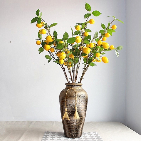 Planta Artificial de árbol de limón con ramas frutales, decoración para sala de estar, planta de decoración para jardín, sin jarrón ► Foto 1/6