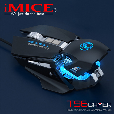 IMice-ratón mecánico de Gaming T96 de 7200 DPI RGB, dispositivo óptico con cable USB para ordenador portátil, juego de PC, Macros personalizados ► Foto 1/6