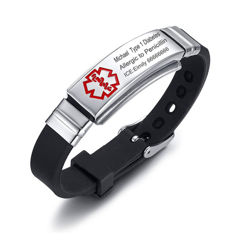 Pulsera de identificación de alerta médica para hombres y mujeres