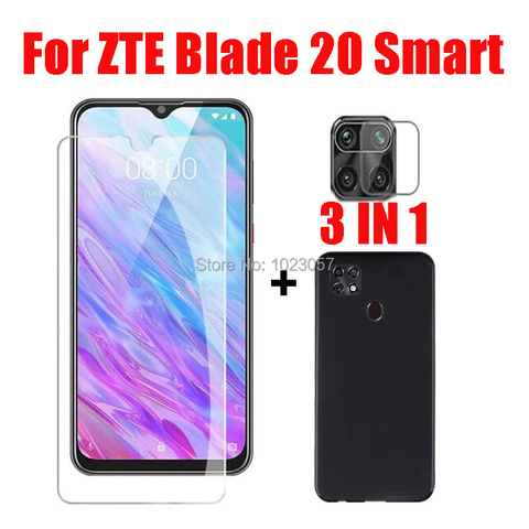 3-en-1 caso + cámara de vidrio templado para ZTE Blade 20 protector de pantalla de vidrio para ZTE Blade 20 Smart 2022 3D de vidrio ► Foto 1/6