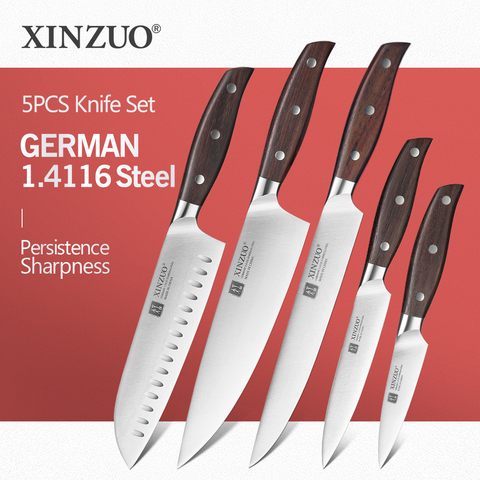 XINZUO de alta calidad 3,5 + 5 + 8 + 8 + 7 pulgadas cocina utilidad cuchillo Chef cuchillo Santoku de acero inoxidable cocinar herramientas de cuchillos de cocina ► Foto 1/6